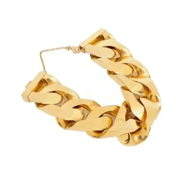Celine | Chunky Cuban Link ID Gold Bracelet - Gold / Sz M - Picture 3 of 12